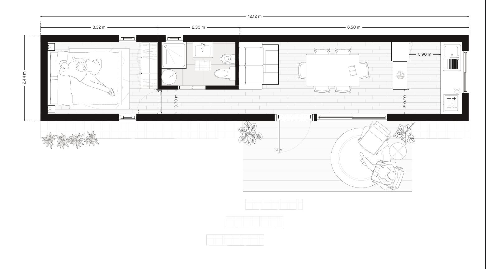 Modelo 30 m² — Plano de distribución