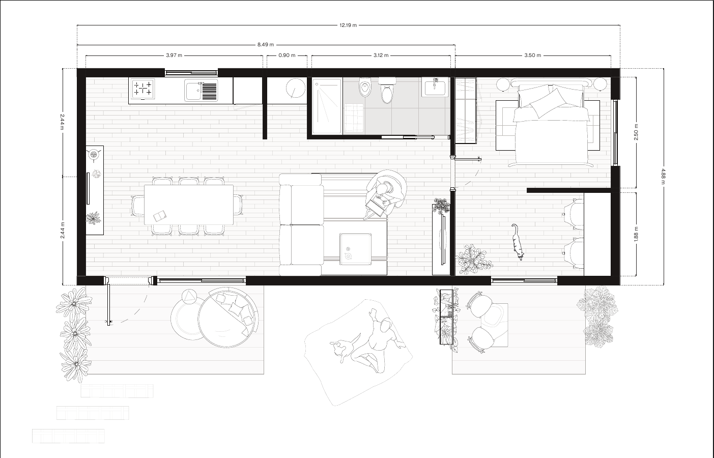 Modelo 60 m² — Plano de distribución